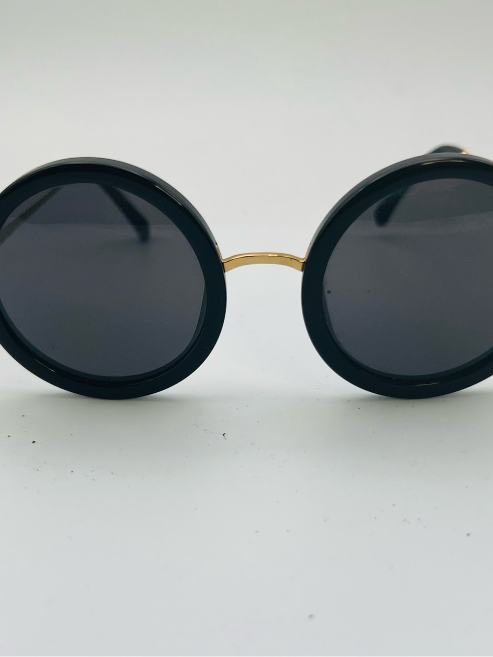 The Row Black & Gold Round Women's Sunglasses